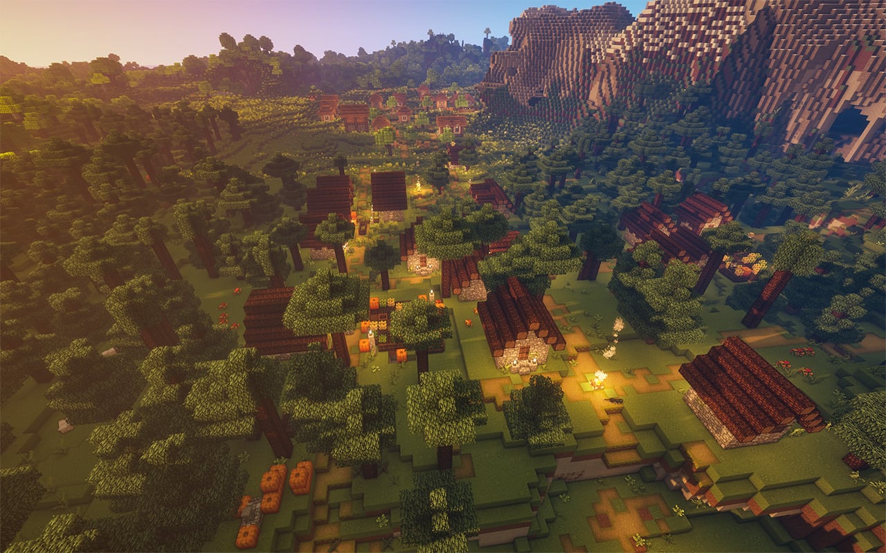 Minecraft Villages - Garoar and Maladell at Sunset